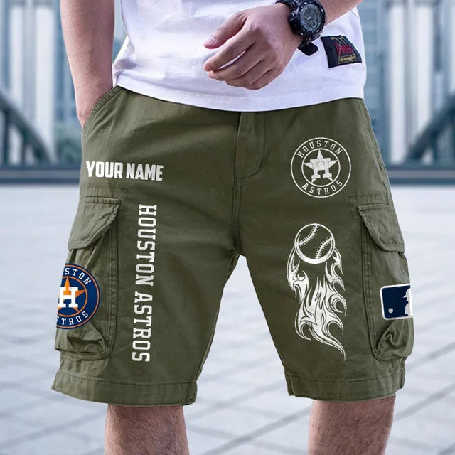 [FLASH SALE] NEW CUSTOMIZED MLB10 HAS HOUSTON ASTROS MEN'S CARGO SHORTS