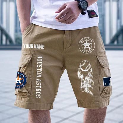 [FLASH SALE] NEW CUSTOMIZED MLB10 HAS HOUSTON ASTROS MEN'S CARGO SHORTS