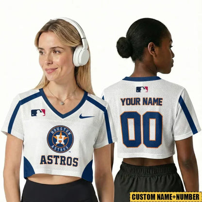 [FLASH SALE] NEW CUSTOMIZED MLB10 HAS HOUSTON ASTROS V-NECK JERSEY CROP TOP