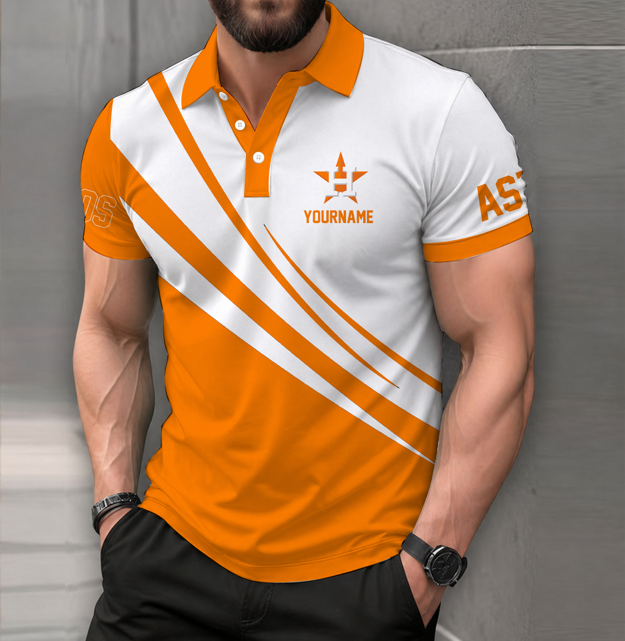 LIMITED EDITION - NEW CUSTOMIZED MLB10 HAS HOUSTON ASTROS POLO SHIRT