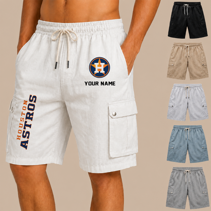 [FLASH SALE] NEW CUSTOMIZED MLB10 HAS HOUSTON ASTROS MEN'S DRAWSTRING CARGO SHORTS