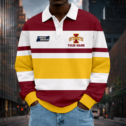 LIMITED EDITION - NEW CUSTOMIZED NCAA MAM10 ISC IOWA STATE CYCLONES UNISEX LONG SLEEVE POLO