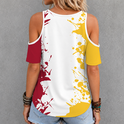 [FAN FAVORITE] NEW CUSTOMIZED NCAA MAM10 ISC IOWA STATE CYCLONES CRISS CROSS V-NECK TOP