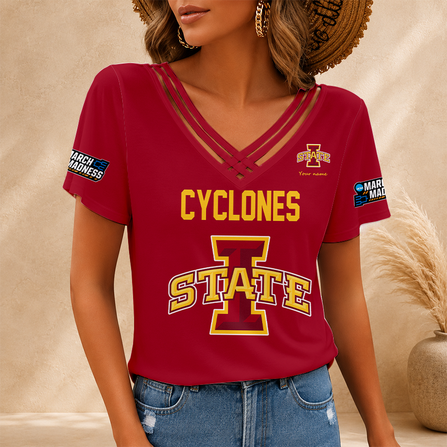 [FAN FAVORITE] NEW CUSTOMIZED NCAA MAM10 ISC IOWA STATE CYCLONES V-NECK SHIRT