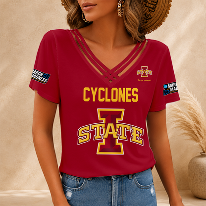 [FAN FAVORITE] NEW CUSTOMIZED NCAA MAM10 ISC IOWA STATE CYCLONES V-NECK SHIRT