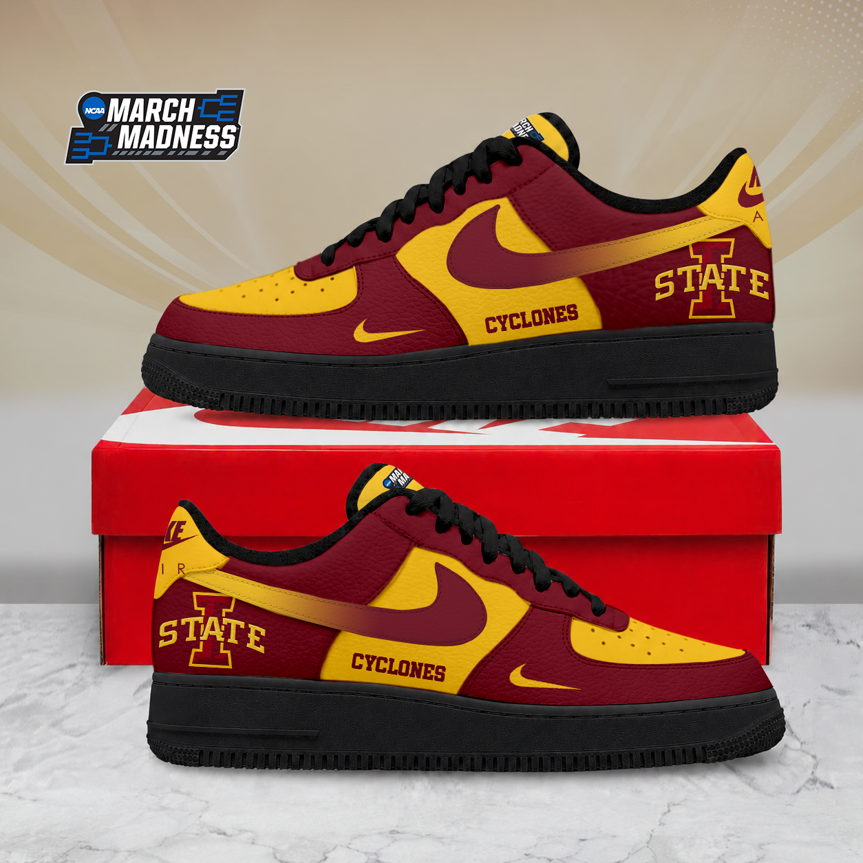 SPECIAL EDITION - NEW CUSTOMIZED NCAA MAM10 ISC IOWA STATE CYCLONES AF1 SHOES