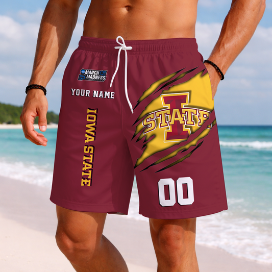 LIMITED EDITION - NEW CUSTOMIZED NCAA MAM10 ISC IOWA STATE CYCLONES SHORT PANTS