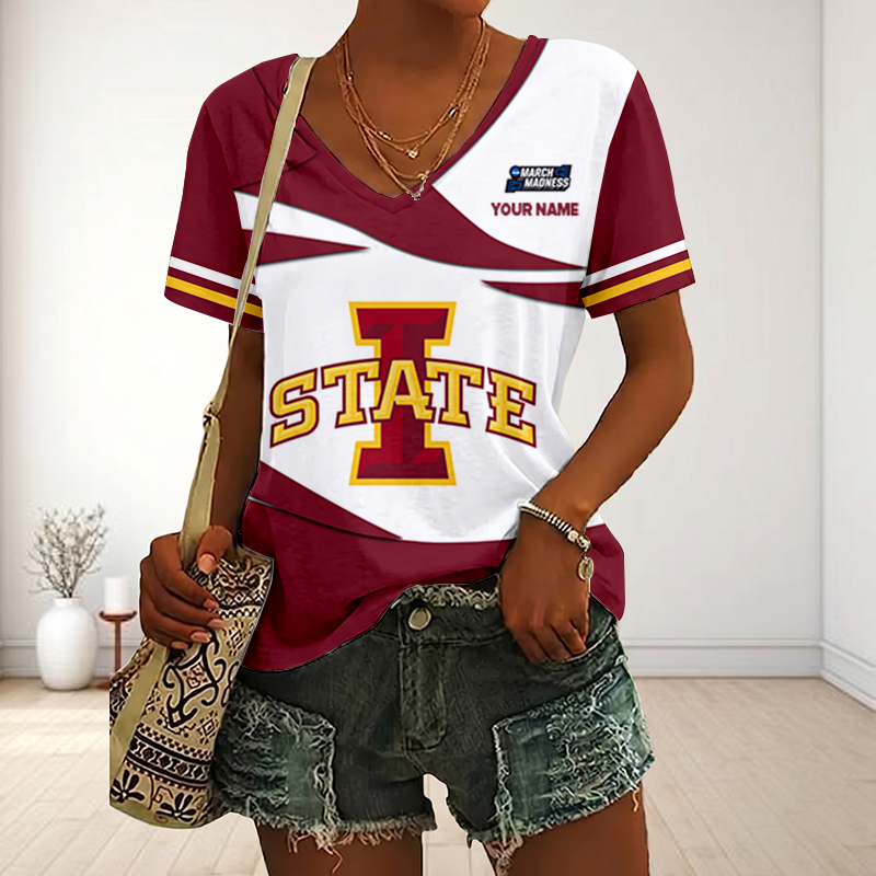 LIMITED DROP - NEW CUSTOMIZED | NCAA MAM10 ISC IS CYCLONES V-NECK FEMALE SHIRT