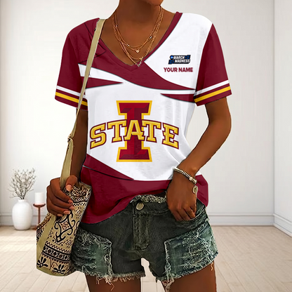 LIMITED DROP - NEW CUSTOMIZED | NCAA MAM10 ISC IS CYCLONES V-NECK FEMALE SHIRT