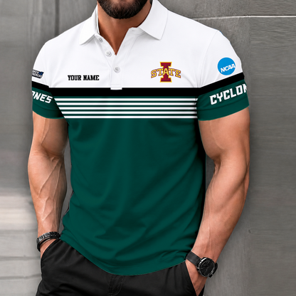 LIMITED EDITION - NEW CUSTOMIZED NCAA MAM10 ISC IOWA STATE CYCLONES POLO SHIRT