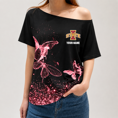 [FAN FAVORITE] NEW CUSTOMIZED NCAA MAM10 ISC IOWA STATE CYCLONES STRAPPY OFF-SHOULDER SHIRT