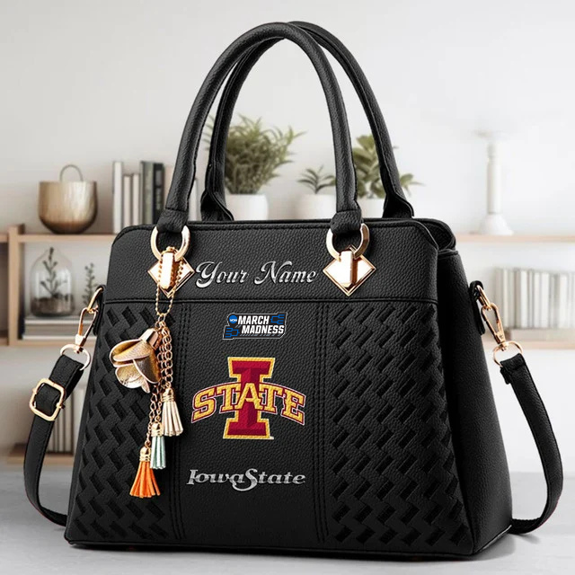 LIMITED EDITION - NEW CUSTOMIZED NCAA MAM10 ISC IOWA STATE CYCLONES ZIP HANDBAG MULTICOLOR