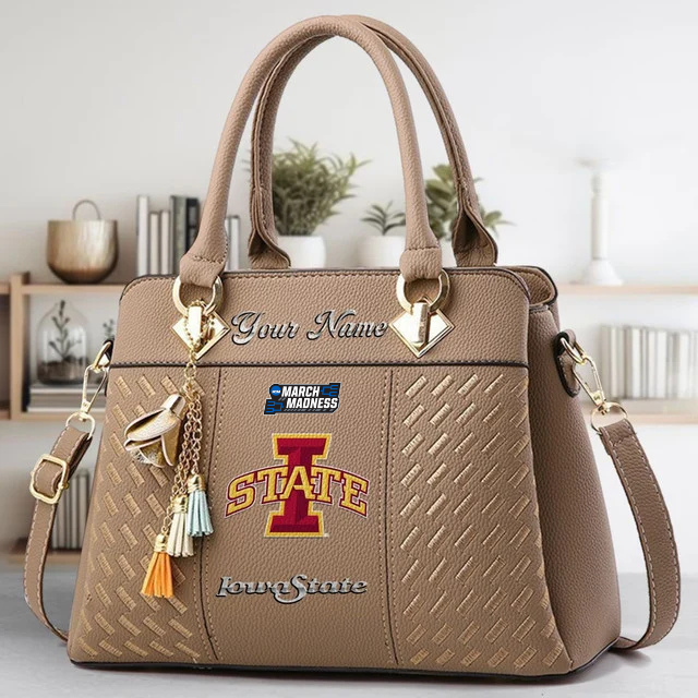 LIMITED EDITION - NEW CUSTOMIZED NCAA MAM10 ISC IOWA STATE CYCLONES ZIP HANDBAG MULTICOLOR