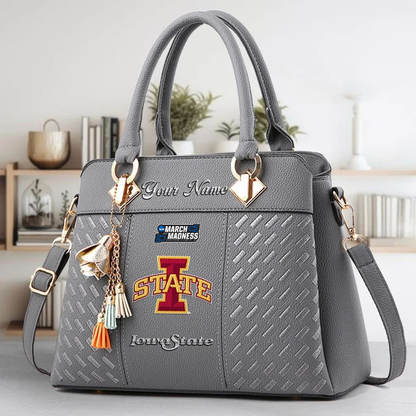 LIMITED EDITION - NEW CUSTOMIZED NCAA MAM10 ISC IOWA STATE CYCLONES ZIP HANDBAG MULTICOLOR