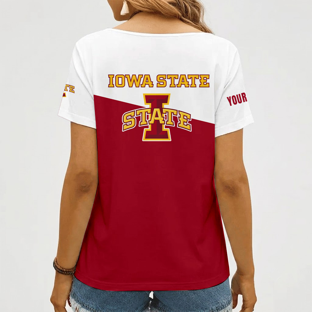 [FAN FAVORITE] NEW CUSTOMIZED NCAA MAM10 ISC IOWA STATE CYCLONES STRAPPY V-NECK FEMALE SHIRT