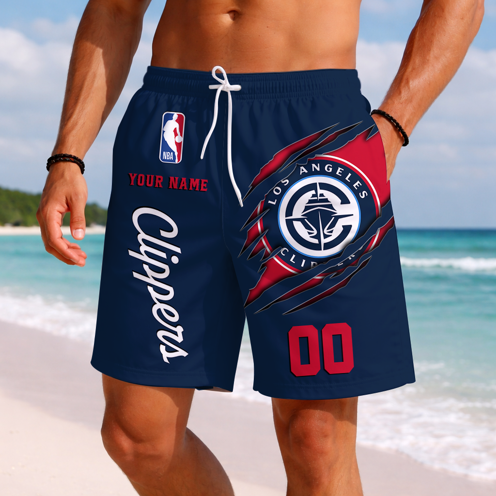 LIMITED EDITION - NEW CUSTOMIZED NBA10 LCL LOS ANGELES CLIPPERS SHORT PANTS