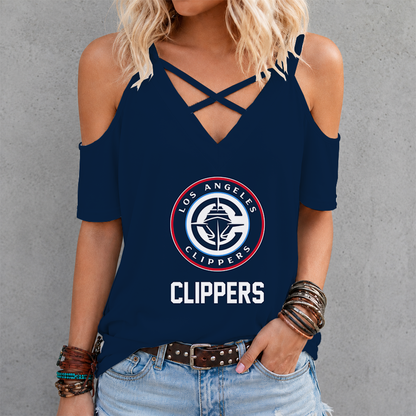 LIMITED EDITION - NEW CUSTOMIZED NBA10 LCL LOS ANGELES CLIPPERS CRISS CROSS V-NECK TOP