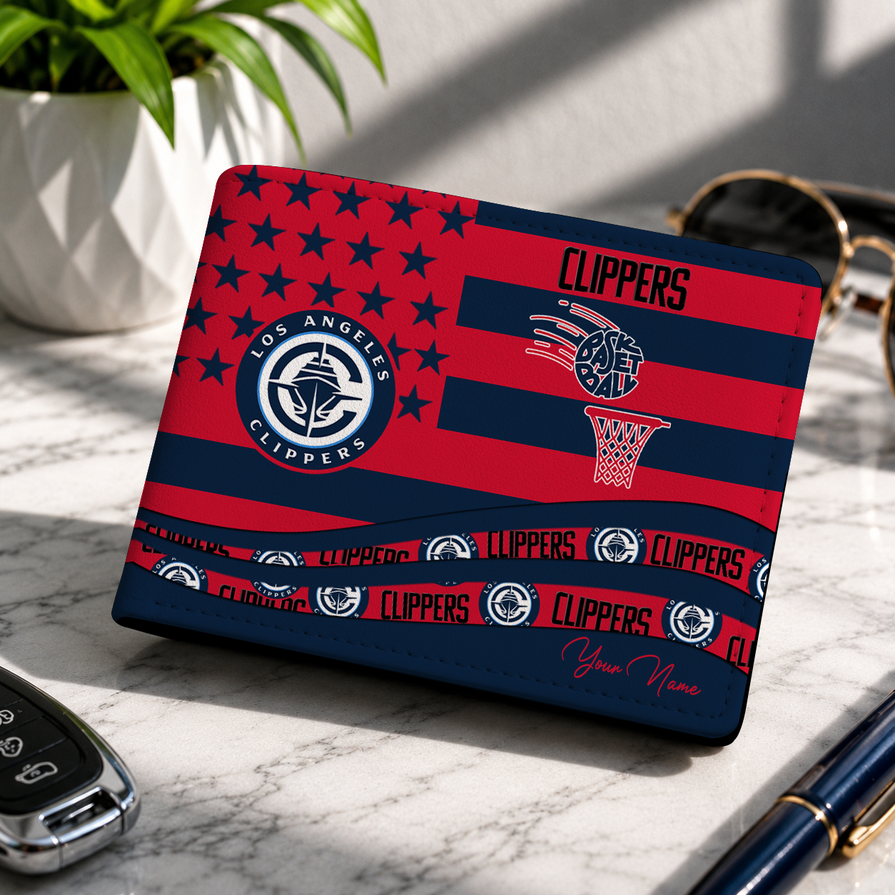SPECIAL EDITION - NEW CUSTOMIZED NBA10 LCL LOS ANGELES CLIPPERS LEATHER WALLET
