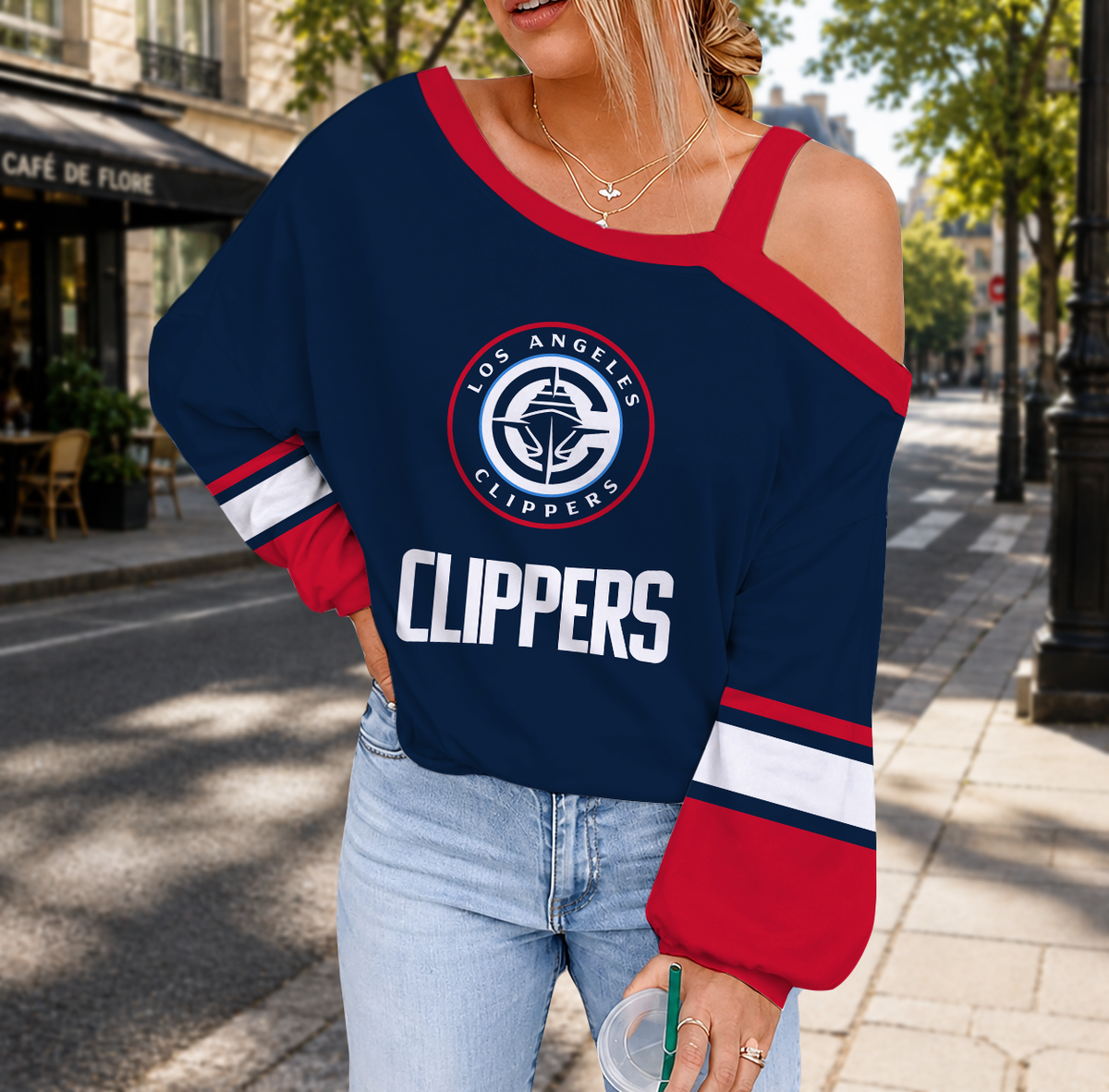 LIMITED EDITION - NEW CUSTOMIZED NBA10 LCL LOS ANGELES CLIPPERS DROP SHOULDER SWEATSHIRT