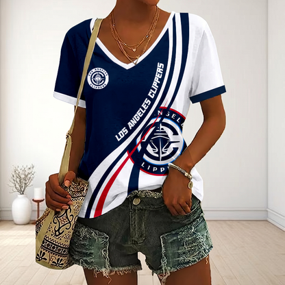 LIMITED EDITION - NEW CUSTOMIZED NBA10 LCL LOS ANGELES CLIPPERS V-NECK FEMALE SHIRT