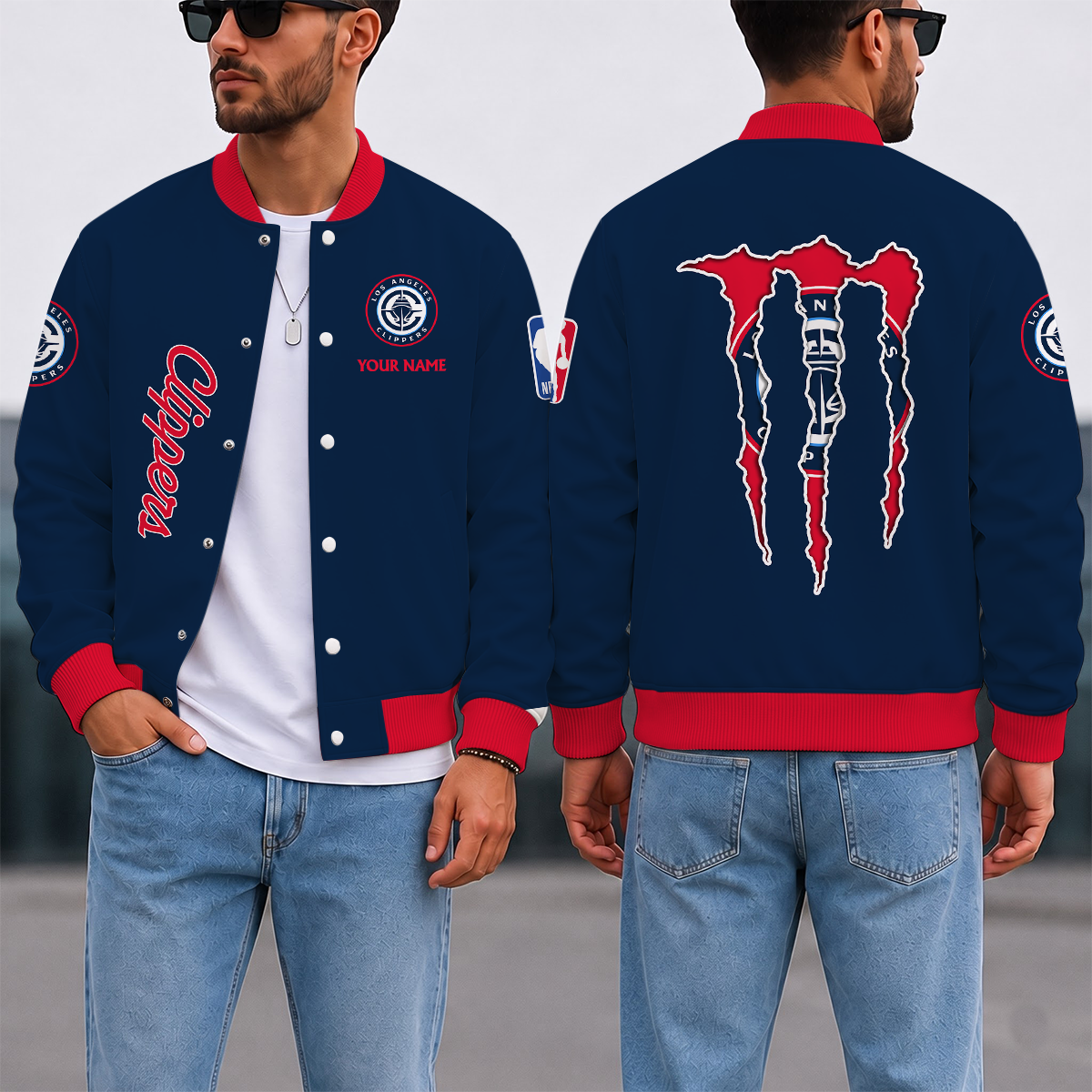 LIMITED EDITION - NEW CUSTOMIZED NBA10 LCL LOS ANGELES CLIPPERS BASEBALL JACKET, SATIN VARSITY JACKET