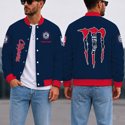 LIMITED EDITION - NEW CUSTOMIZED NBA10 LCL LOS ANGELES CLIPPERS BASEBALL JACKET, SATIN VARSITY JACKET