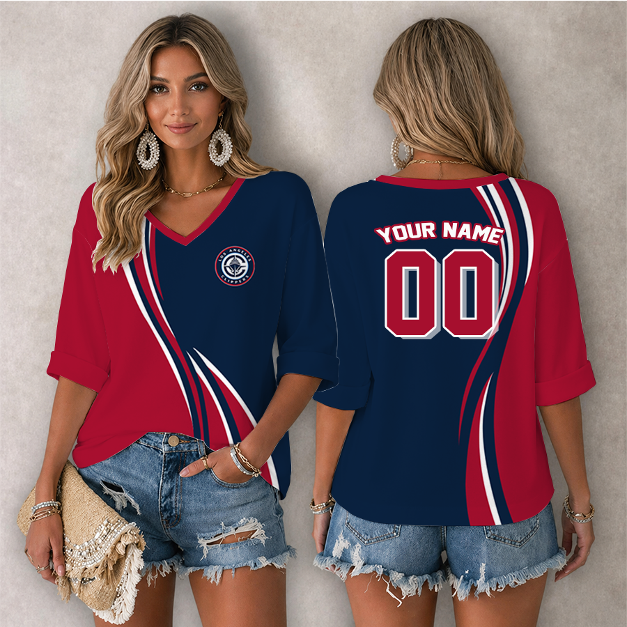 LIMITED EDITION - NEW CUSTOMIZED NBA10 LCL LOS ANGELES CLIPPERS WOMEN'S HEART V-NECK LONG SLEEVE SHIRT