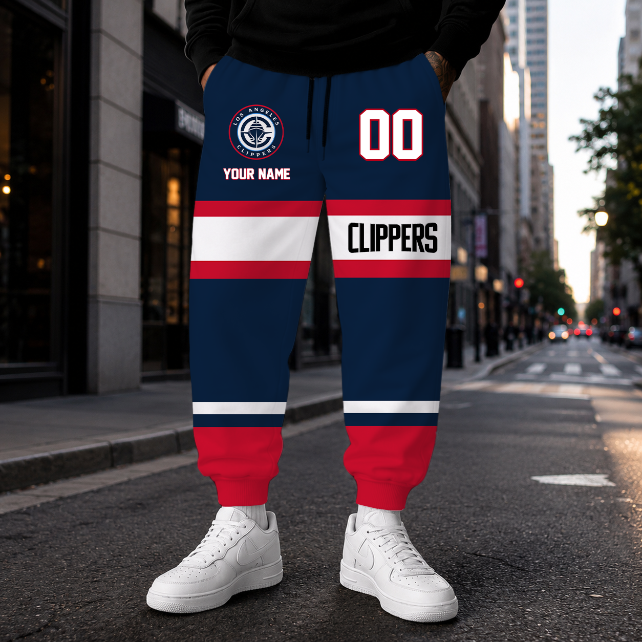 ELITE EDITION - NEW CUSTOMIZED NBA10 LCL LOS ANGELES CLIPPERS SWEATPANTS