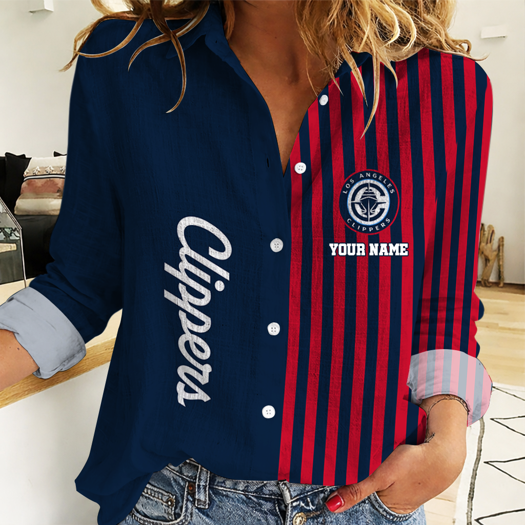 LIMITED EDITION - NEW CUSTOMIZED NBA10 LCL LOS ANGELES CLIPPERS WOMEN CASUAL SHIRT