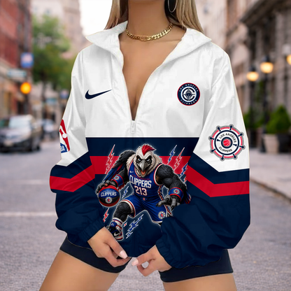 VIRAL EDITION - NEW CUSTOMIZED NBA10 LCL LOS ANGELES CLIPPERS V-NECK ZIPPER SWEATSHIRT JACKET