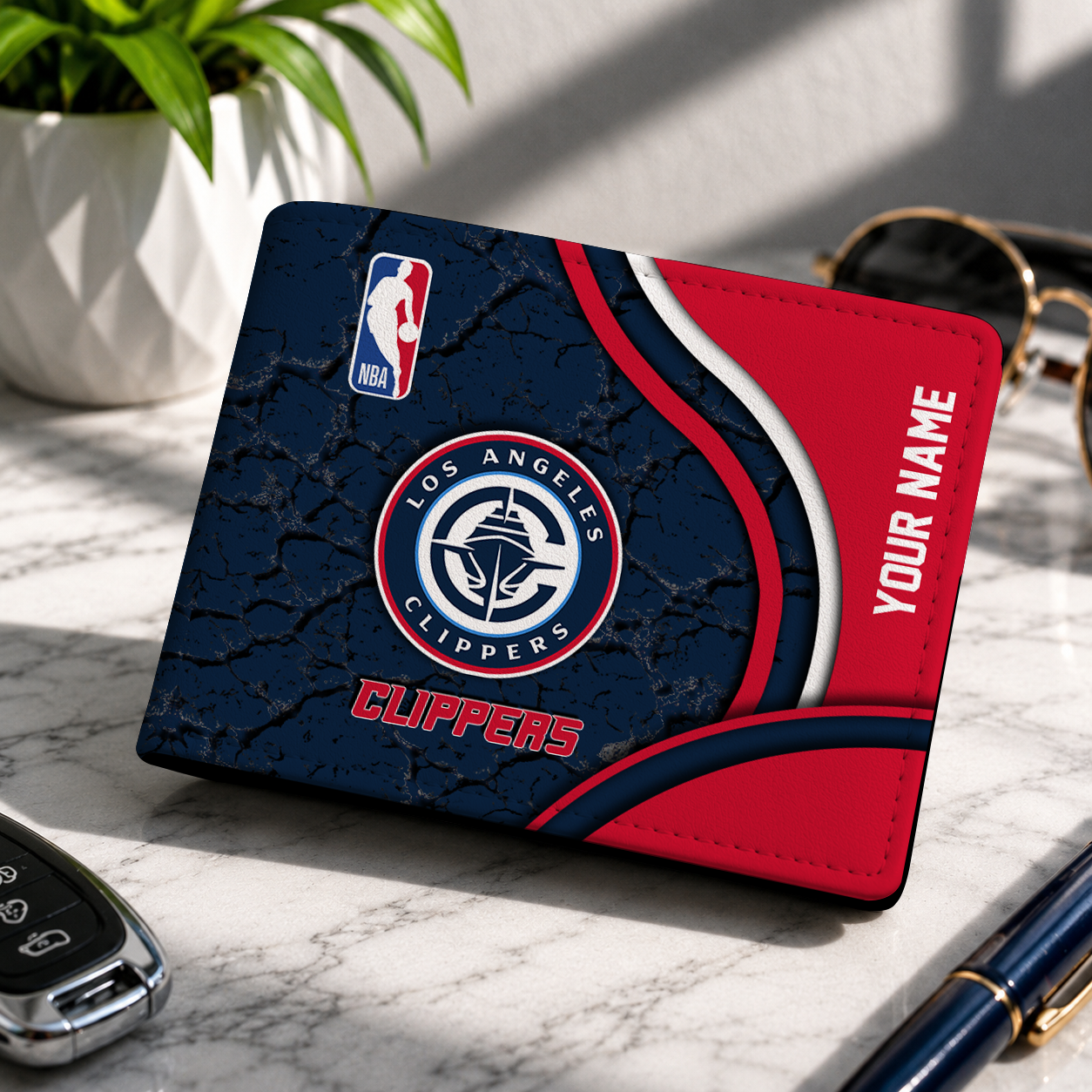 VIRAL EDITION - NEW CUSTOMIZED NBA10 LCL LOS ANGELES CLIPPERS LEATHER WALLET