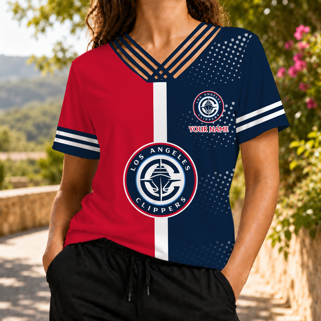 LIMITED EDITON - NEW CUSTOMIZED NBA10 LCL LOS ANGELES CLIPPERS V-NECK SHIRT
