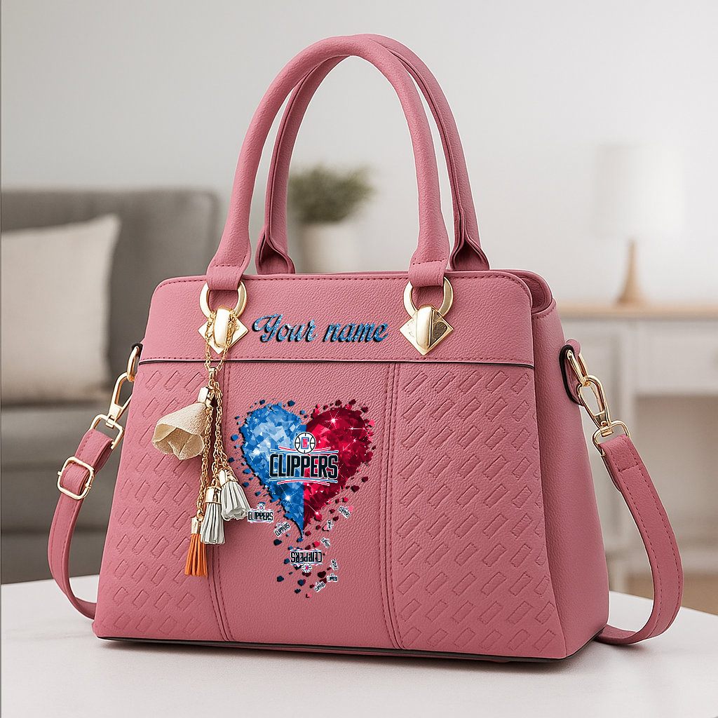 LIMITED EDITION - NEW CUSTOMIZED NBA10 LCL LOS ANGELES CLIPPERS ZIP HANDBAG MULTICOLOR
