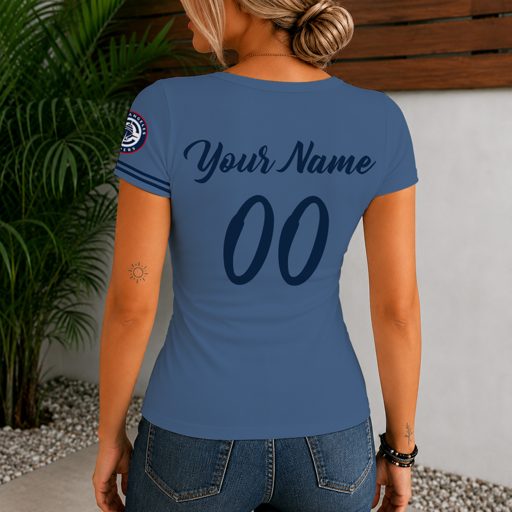 [HOT DEAL] NEW CUSTOMIZED NBA10 LCL LOS ANGELES CLIPPERS  WOMEN'S SHORT SLEEVE HENLEY T-SHIRT