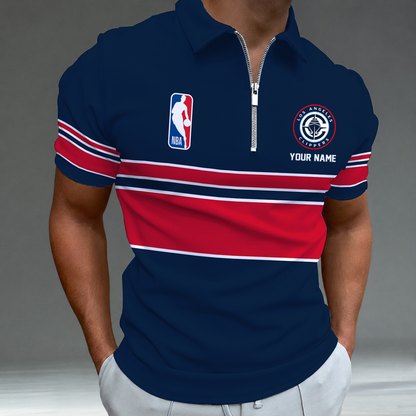 [HOT DEAL] NEW CUSTOMIZED NBA10 LCL LOS ANGELES CLIPPERS ZIP POLO SHIRT
