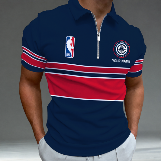 [HOT DEAL] NEW CUSTOMIZED NBA10 LCL LOS ANGELES CLIPPERS ZIP POLO SHIRT