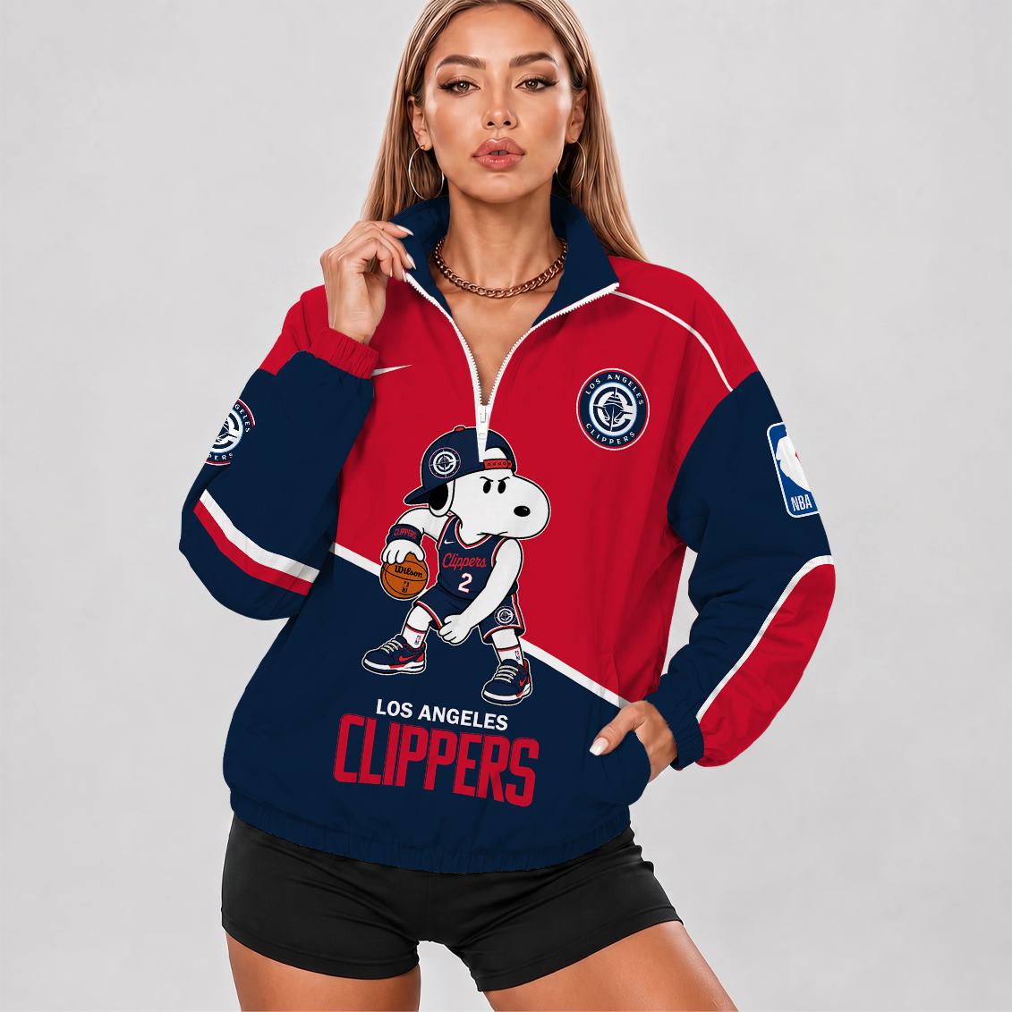 [HOT DEAL] NEW CUSTOMIZED NBA10 LCL LOS ANGELES CLIPPERS V-NECK ZIPPER SWEATSHIRT JACKET