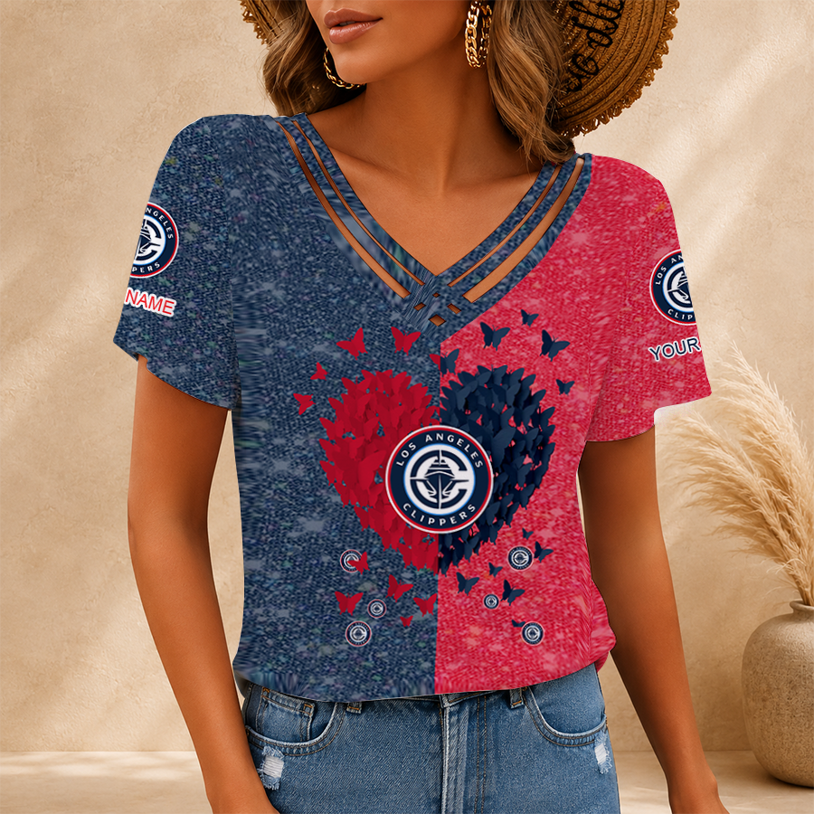 LIMITED EDITION - NEW CUSTOMIZED NBA10 LCL LOS ANGELES CLIPPERS V-NECK SHIRT