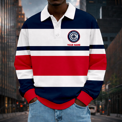 LIMITED EDITION - NEW CUSTOMIZED NBA10 LCL LA CLIPPERS MEN LONG SLEEVE POLO