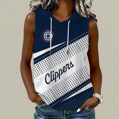 [HOT DEAL] NEW CUSTOMIZED NBA10 LCL LOS ANGELES CLIPPERS  WOMEN'S SLEEVELESS HOODED POCKET TANK TOP