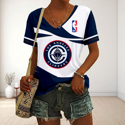 LIMITED EDITION - NEW CUSTOMIZED NBA10 LCL LOS ANGELES CLIPPERS V-NECK FEMALE SHIRT