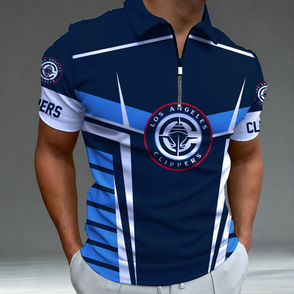 [HOT DEAL] NEW CUSTOMIZED NBA10 LCL LOS ANGELES CLIPPERS ZIP POLO SHIRT