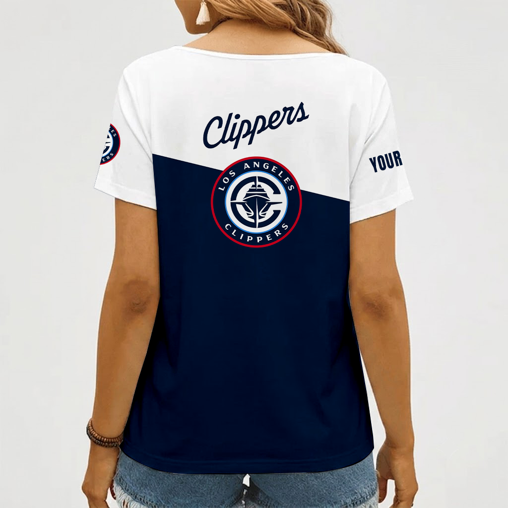 [HOT DEAL] NEW CUSTOMIZED NBA10 LCL LOS ANGELES CLIPPERS V-NECK FEMALE SHIRT