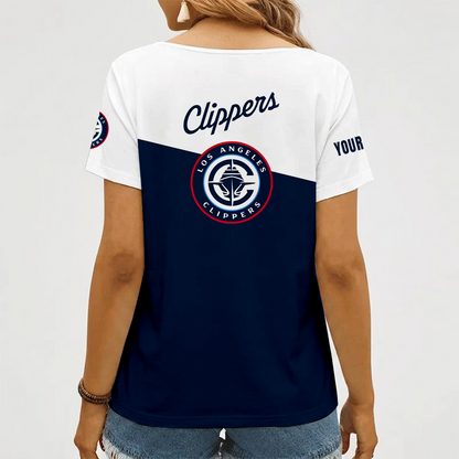 [HOT DEAL] NEW CUSTOMIZED NBA10 LCL LOS ANGELES CLIPPERS V-NECK FEMALE SHIRT