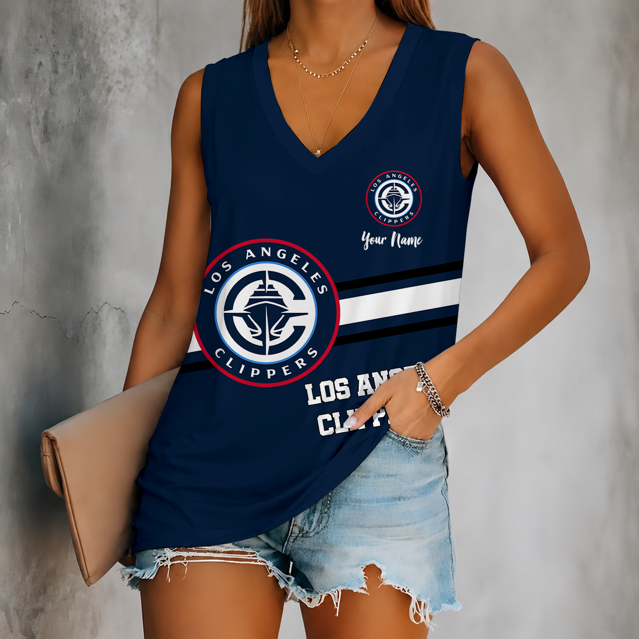 [HOT DEAL] NEW CUSTOMIZED NBA10 LCL LOS ANGELES CLIPPERS WOMEN'S V-NECK TANK TOP