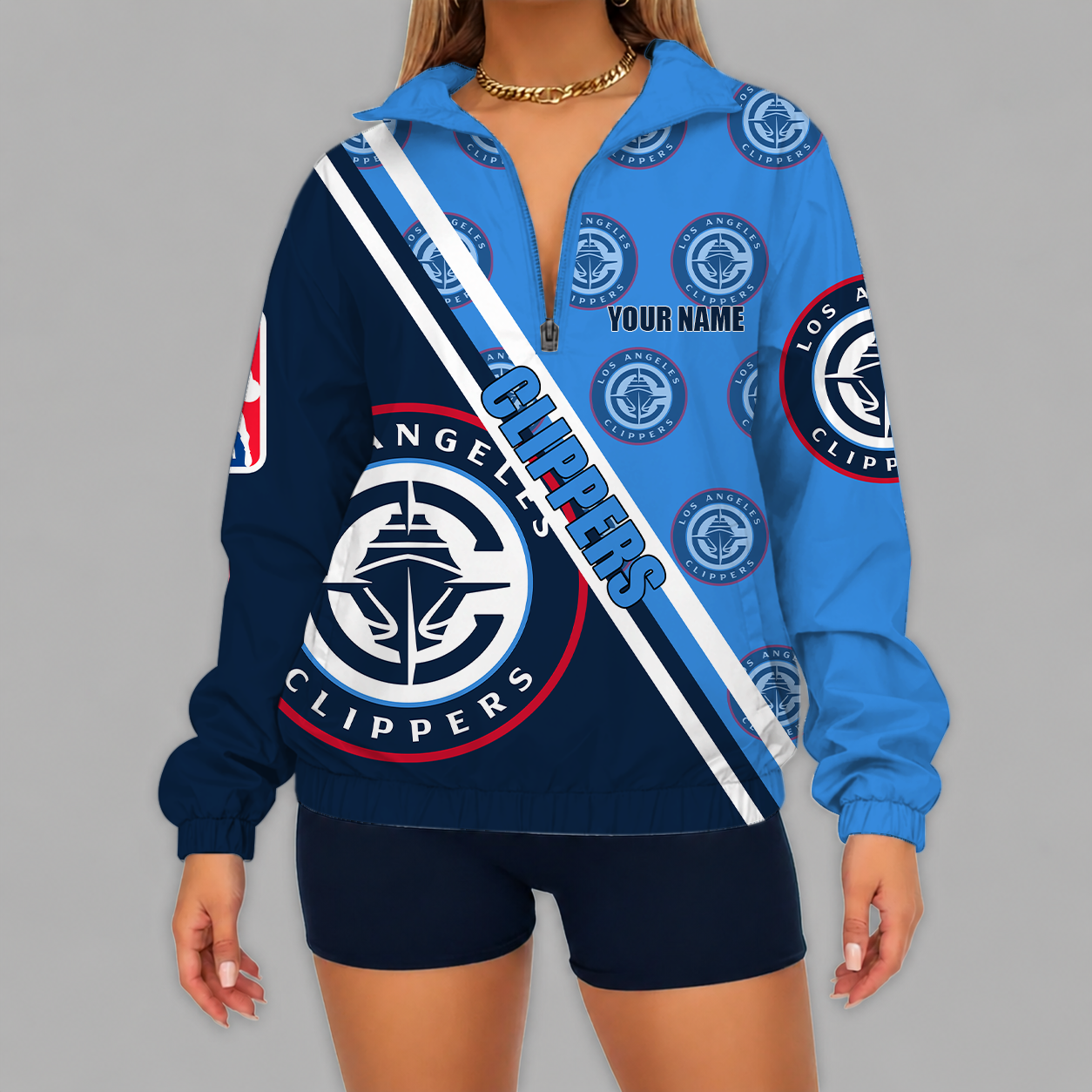[HOT DEAL] NEW CUSTOMIZED NBA10 LCL LOS ANGELES CLIPPERS V-NECK ZIPPER SWEATSHIRT JACKET
