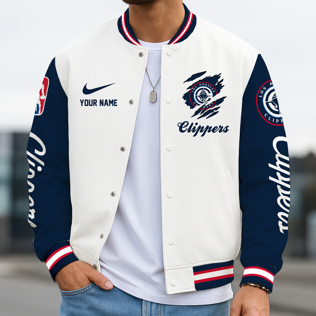 LIMITED EDITION - NEW CUSTOMIZED NBA10 LCL LA CLIPPERS BASEBALL JACKET, SATIN VARSITY JACKET