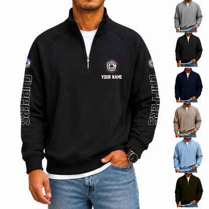 [HOT DEAL] NEW CUSTOMIZED NBA10 LCL LOS ANGELES CLIPPERS  MEN'S QUARTER ZIP PULLOVER