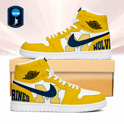 LIMITED EDITION - NEW CUSTOMIZED NCAA CFH10 MIW MICHIGAN WOLVERINES AIR JORDAN SNEAKERS