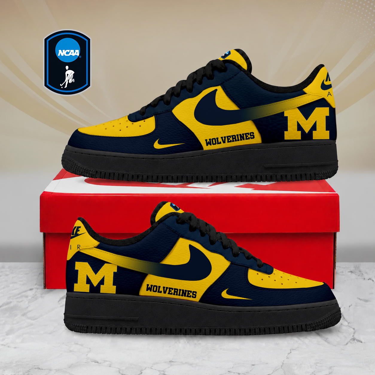 LIMITED EDITION - NEW CUSTOMIZED NCAA CFH10 MIW MICHIGAN WOLVERINES AF1 SHOES